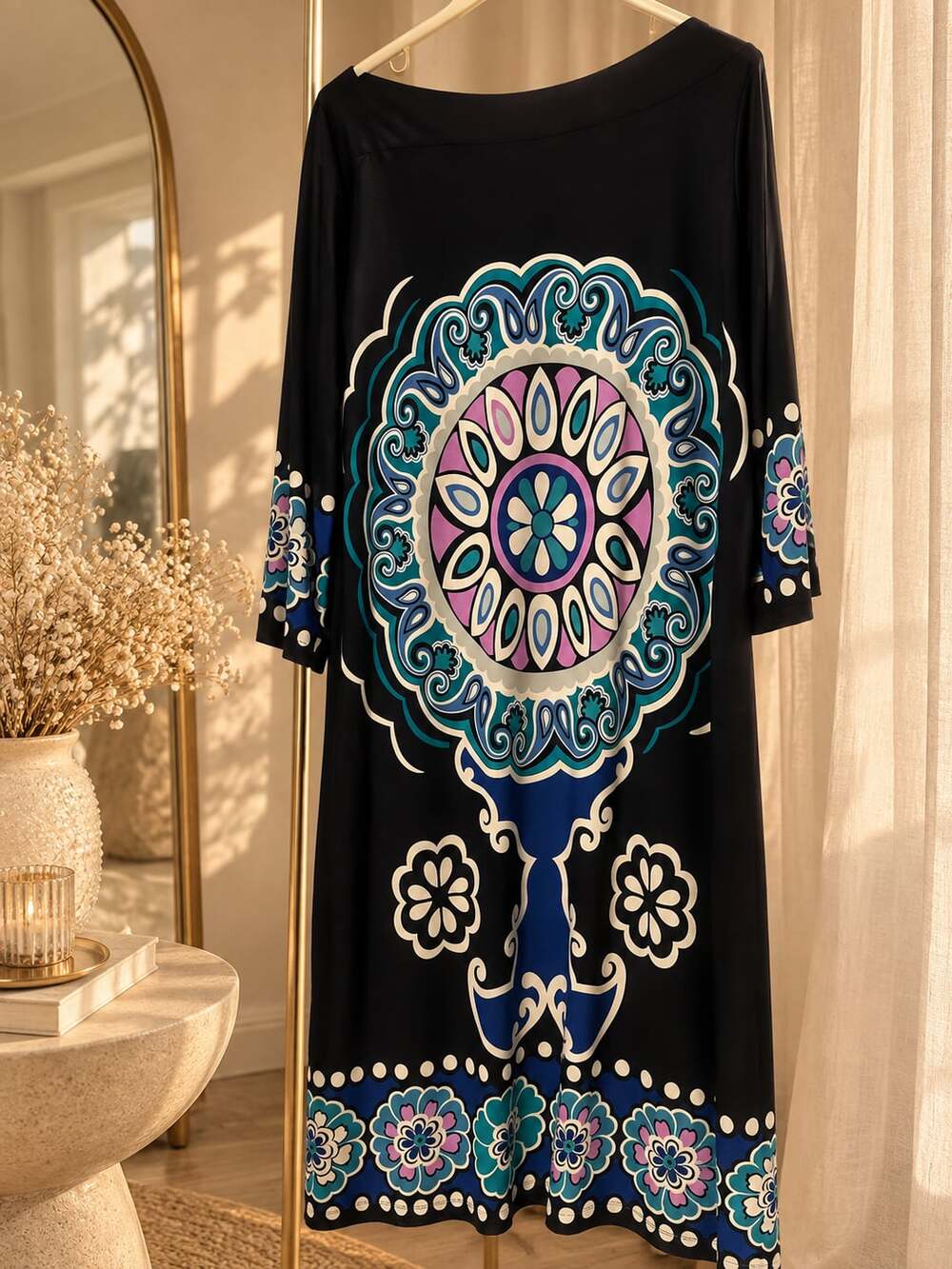 Scarlett Black Blue Purple Floral Print Shift Dress Size 14W